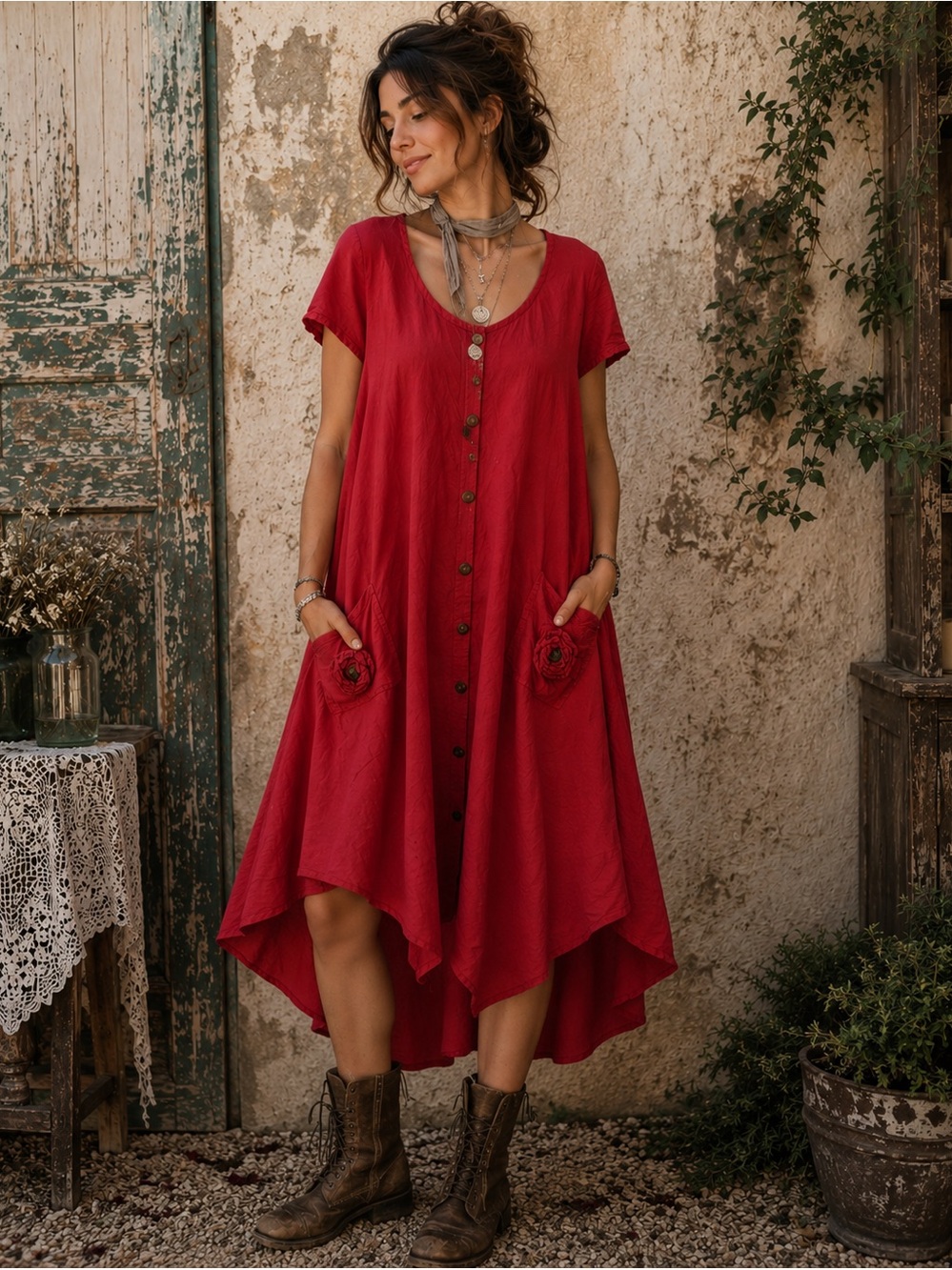 Free Spirit Oversized Lagenlook Maxi Dress | Boho Cottagecore Artsy | XL-2X